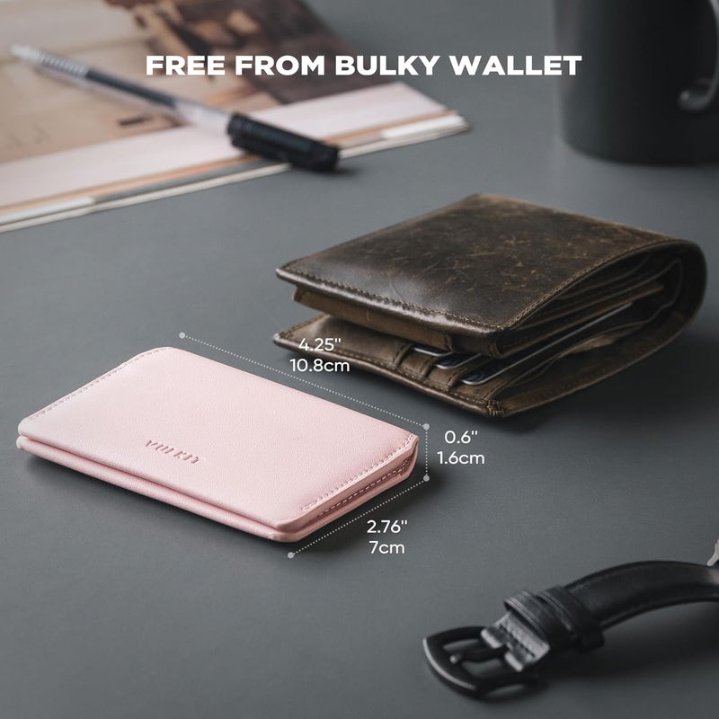 VULKIT Slim Minimalist Card Holder RFID Blocking Leather Credit Card Holder Front Pocket Wallet Magnetic Closure - Image 4